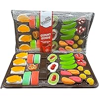 Raindrops – Gummy Candy Large Sushi Bento Box – Sweet and Sour Gummy Food Looks Just Like Sushi – Sushi Bites of Marshmallows