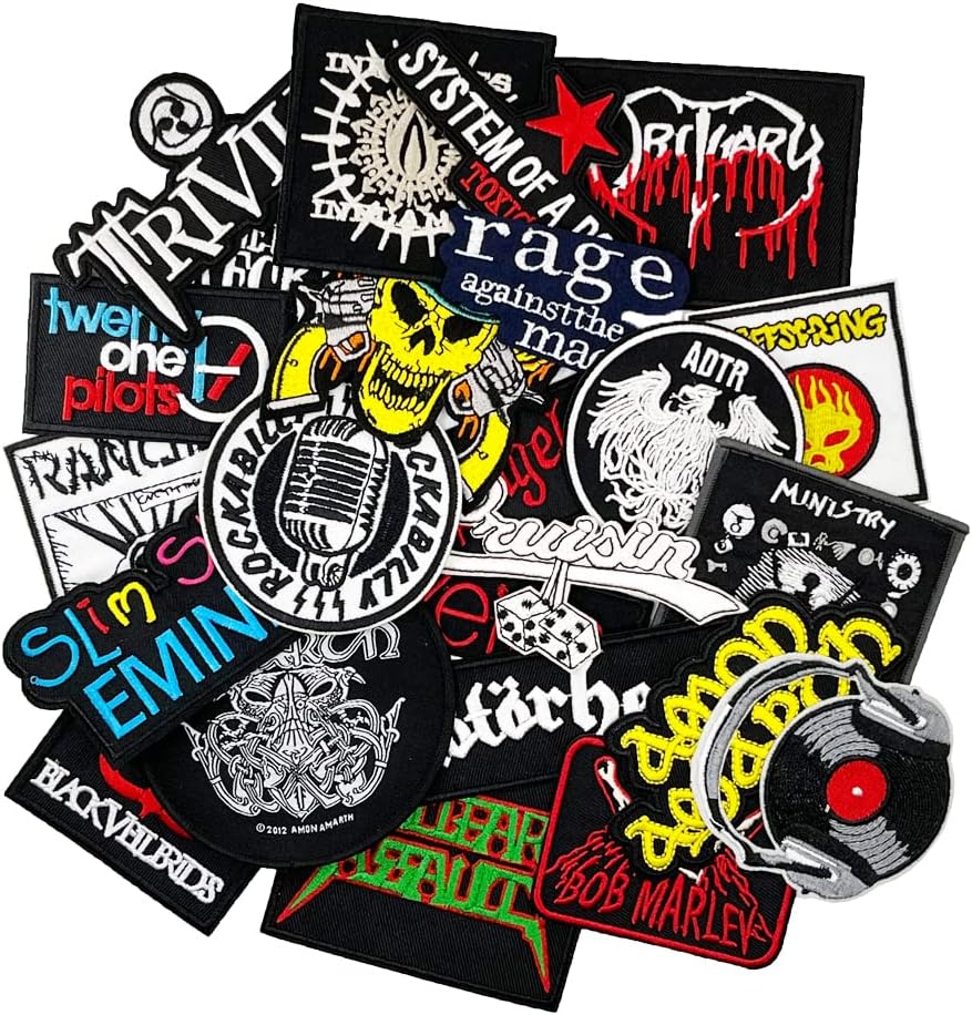 Mixed Media - 24pcs Mixed Music Band Series Embroidered Iron On Patches, Band Patches for Jackets
