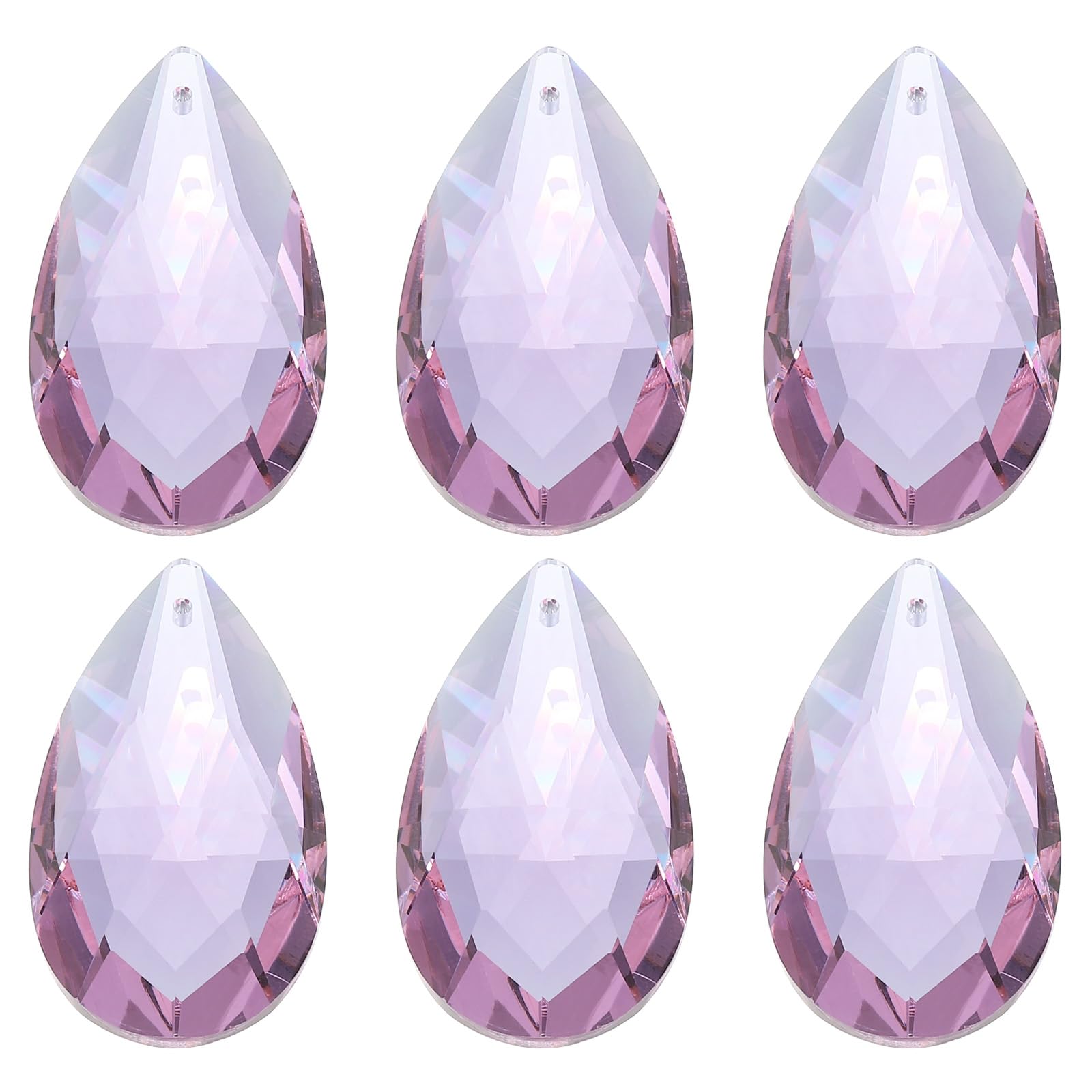 PATIKIL K9 Crystal Pendants Teardrop Beads, 6 Pack 50mm Chandelier Prisms Parts Hanging Beads DIY Lamp for Arts Crafts Decoration, Purple