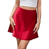 ALCEA ROSEA Women's Elegant Silky Satin Mini Skirt High Waist Short Skirt Leopard Print Mini A Line Skirts for Women