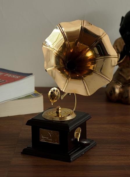 eCraftIndia Antique Music Decorative Canon Brass Showpiece (10 cm x 10 cm x 23.75 cm, Red and