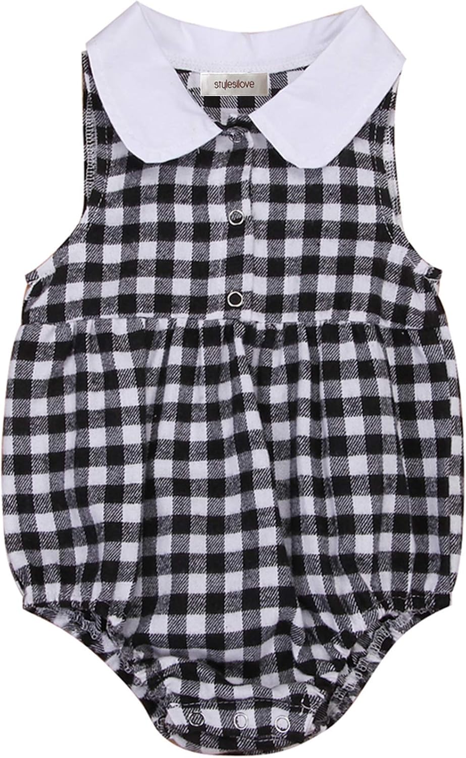 black and white plaid romper