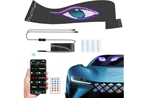 DIENSPEAK Dynamic Led Eyes for Car Windshield, 23.6"x4.7" Devil Eyes Light for Windshield, Smart Remote & APP Control, Custom Text Pattern Animation Flexible Matrix Panel Display, USB Powered, IP65 Waterproof