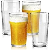 GATWOEST 20 oz Beer Glasses Set of 4- Easy to Stack & Lead-Free Classic British Pint Glasses Large Pub Craft Beer Glass for IPA, Pilsner,Clear Tall Glass Cups Great Beer Gifts for Men-Dishwasher Safe