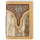 ARIAT Trifold Calf Hair Basketweave Wallet, Natural