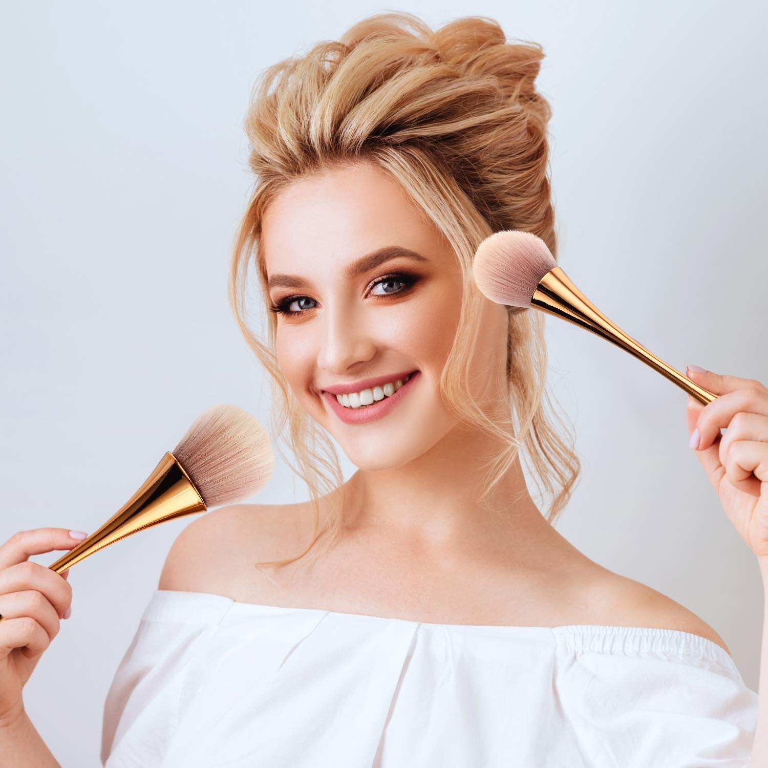 2 Pieces Large Mineral Powder Brush Nail Brushes Kabuki Makeup Brushes Soft Fluffy Foundation Brush Blush Brush for Large Coverage Loose Powder Bronzer Blush Blending Buffing: Beauty