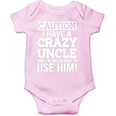 CBTwear Caution I Have a Crazy Uncle Not Afraid to Use Him Baby Bodysuit Cute Newborn Romper Clothes