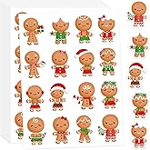 480Pcs Christmas Gingerbread Stickers - Cute Funny Cartoon Self-Adhesive Label Decals for Greeting Cards, Xmas Holiday Party Favor Decor