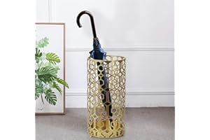 Joveco Metal Umbrella Racks, Gold Round Stand Holder Organizer with Drip Tray, Freestanding Holders for Canes Walking Sticks Entryway Home Office (Gold)