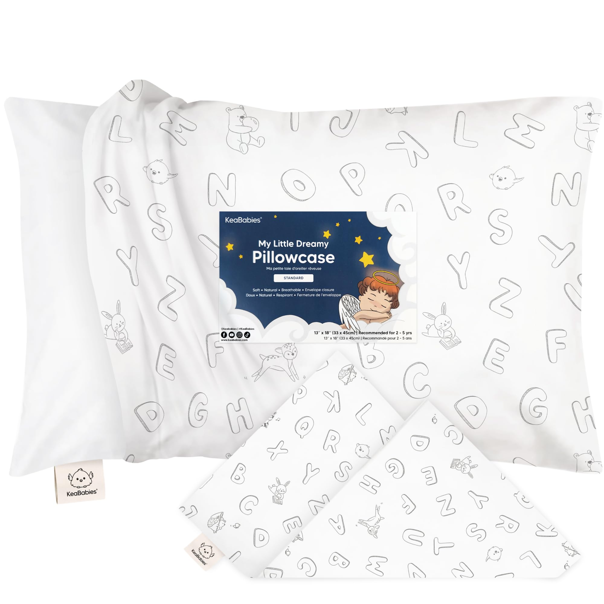 Photo 1 of KeaBabies Toddler Pillowcase 13"x18" - Organic Cotton Toddler Pillowcase for Kids, Boys, Girls, Soft & Durable Cotton Cover for Miniature Sleepy Pillows, Cute Colors, Pillow Sold Separately (ABC Land)