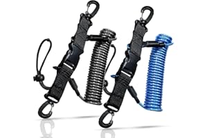 YEESOOM Scuba Diving Lanyard, Heavy Duty Stainless Steel Spring Coiled Lanyard with Quick Release Buckle - 2 Pack