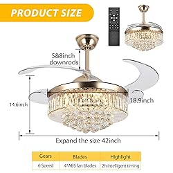 Panghuhu88 42" Invisible Ceiling Fan Chandelier