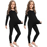 Silkfly 2 Pack Girls Thermal Underwear Set Fleece Lined Thermals Top and Bottom Base Layer for Girls Winter