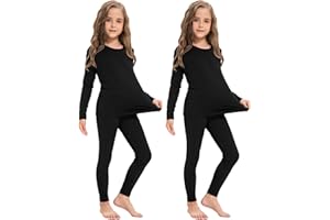 Silkfly 2 Pack Girls Thermal Underwear Set Fleece Lined Thermals Top and Bottom Base Layer for Girls Winter