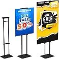 Poster Stand for Display Pedestal Sign Stand,Adjustable Floor Standing Sign Holder,Heavy Duty Banner Stand with Base Height Up to 75 inch Double-Sided for Board & Foam Sign (Double-Pole Poster Stand,2Pack)