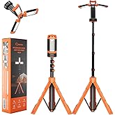 Saker Portable Camping Light with Stand 12000mAh 73.2" Rechargeable Work Light 3200 Lumen Camp Lanterns with Bag for Garage, Outdoor Work, Emergency Power Outages, Fishing LD10 Orange