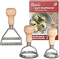 Easy Ravioli Maker Starter Kit | 3 Ravioli Mold Pasta Gift Set + Cookbook | Ravioli Press Guide to Making Ravioli and Stamp Stuffed Pastas like Tortellini + Recipes for Classic Fillings and Sauces