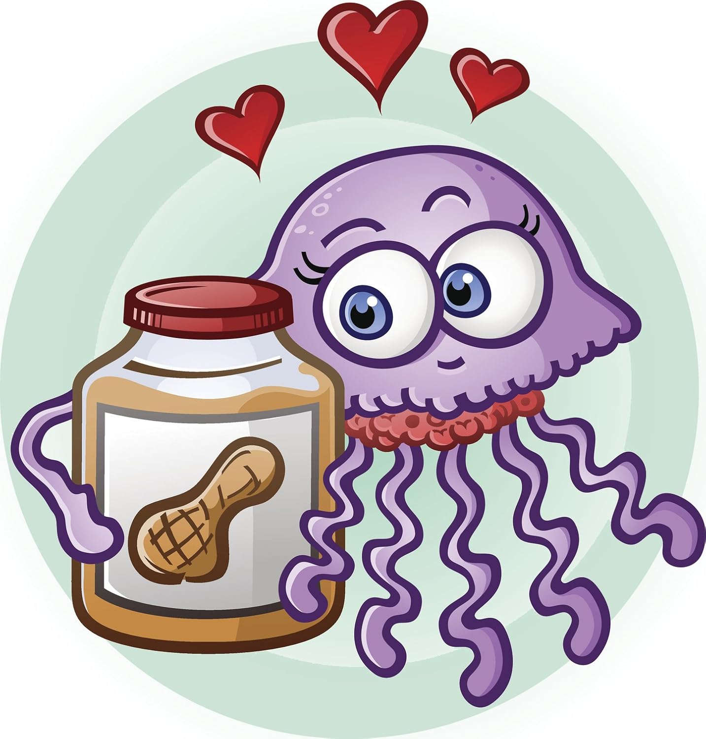 Amazon Com Jelly Fish Hugging Peanut Butter Jar Cartoon Icon