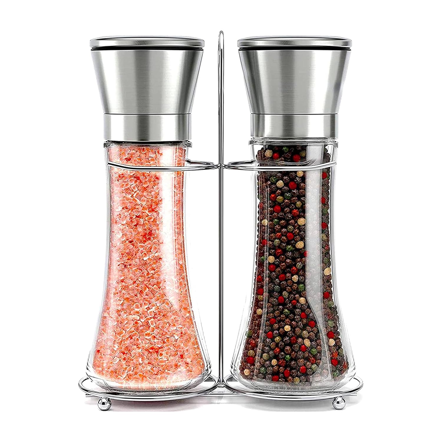 Photo 1 of Willow & Everett Salt & Pepper Grinder Set with Stand - Stainless Steel Manual Mills & Holder with Adjustable Coarseness, Refillable Design for Peppercorns & Rock Salt Sold Separately