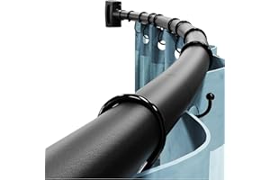 Abiglifty Curved Shower Curtain Rod, 43-78 Inches Adjustable Curved Shower Rod, Shower Curtain Rod, Round Extra Wide Shower R