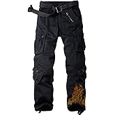 AKHIKING Men's Fleece Lined Outdoor Hiking Cargo Work Pants Casual Ski Ripstop Camo Trousers with 8 Pockets