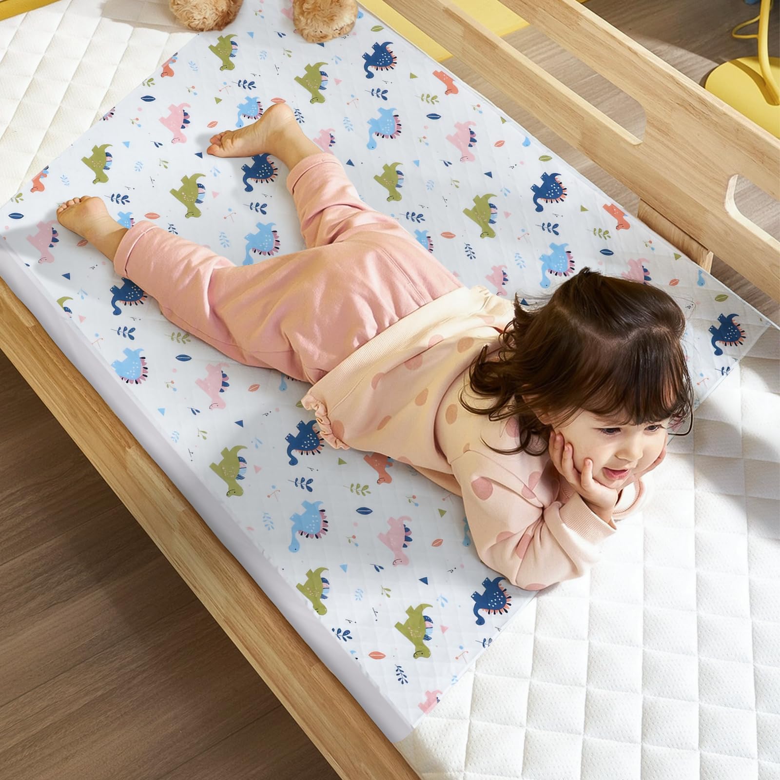 MOEMOE BABY Reusable Bed Protector Pad with Tucks,Potty Training Bed Pad,Washable Bed Pad with Wings,Waterproof Mattress Protector for Adult Incontinence,for Single bed Size 87 x 99cm