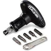 Dakine Torque Driver Multi-Tool for Skis Snowboards and Surfboards, Black | Six-piece ratchet driver with phillips and pozidrive bits handles binding setups and on-hill adjustments fast.