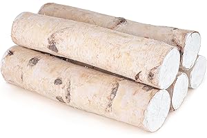 GRNVIBE Large Birch Logs Fireplace Decor Birch Wood for Decorative DIY Crafts Natural Logs Gas Fireplace Log Fire Wood Logs for Decor Christmas 3.1-4 in Dia (Set of 5)