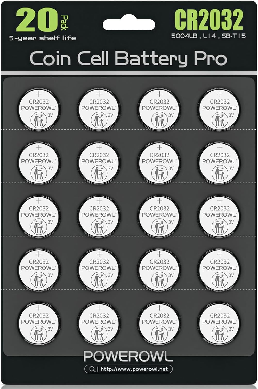 POWEROWL CR2032 3V Lithium Batteries 20 Pack - High Capacity 2032 DL2032