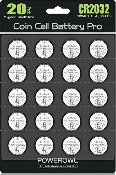 POWEROWL CR2032 3V Lithium Batteries 20 Pack - High Capacity 2032 DL2032