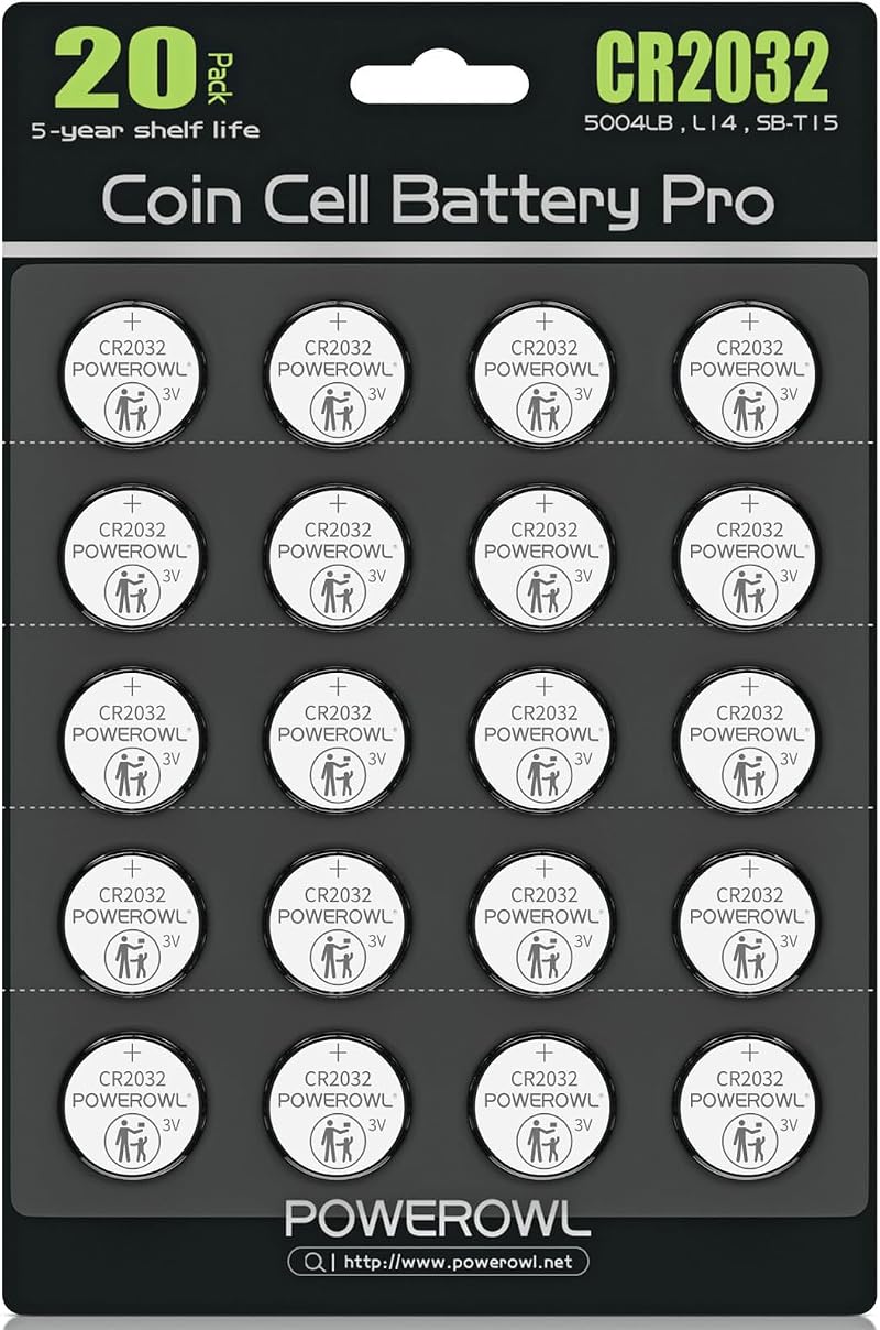 POWEROWL CR2032 3V Lithium Batteries 20 Pack - High Capacity 2032 DL2032