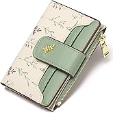 GAEKEAO Small Wallets for Women RFID Blocking Leather Bifold Zipper Pocket Wallet Credit Card Holder with ID Window