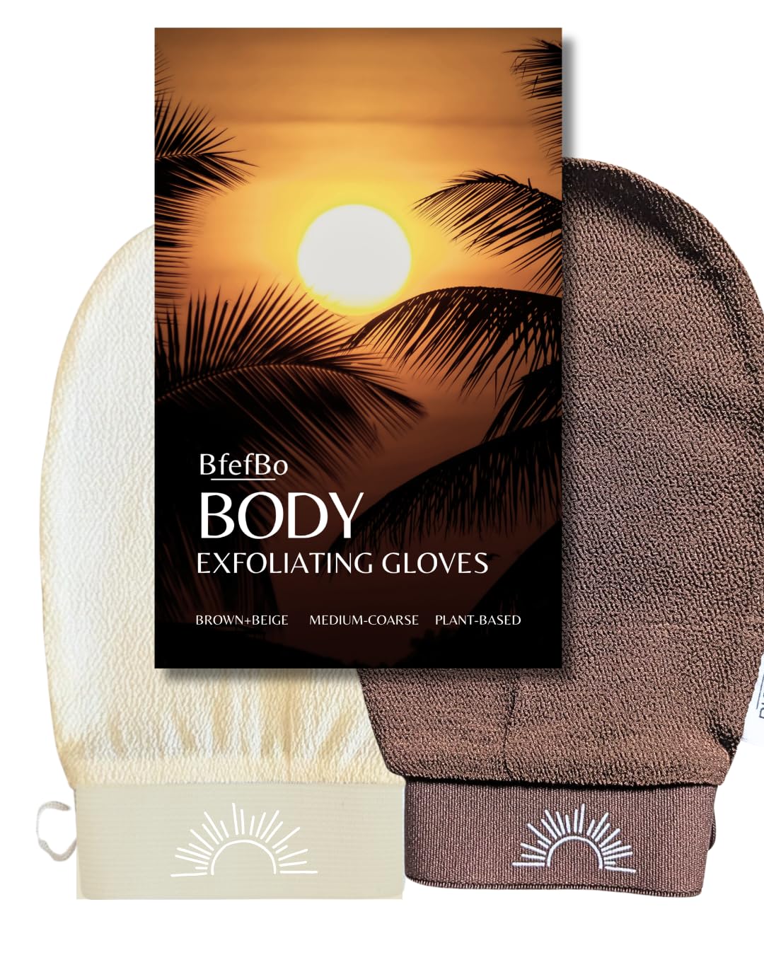 BfefBo Kessa Exfoliating Gloves, Natural shower loofah, exfoliating body scrub, Plant based, Eco friendly Products, Plastic free