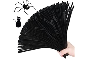 AHUIFT Upgraded 100PCS Chenille Stems Pipe Cleaners Craft DIY Art Supplies Thicker Fuzzy Wire Sticks Bulk for Kids and Toddlers Black