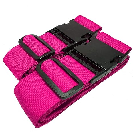 MONVENDO - Koffergurt | Kofferband | Gepäckband - Kofferstyle 200 cm 2-teilig Pink Rosa