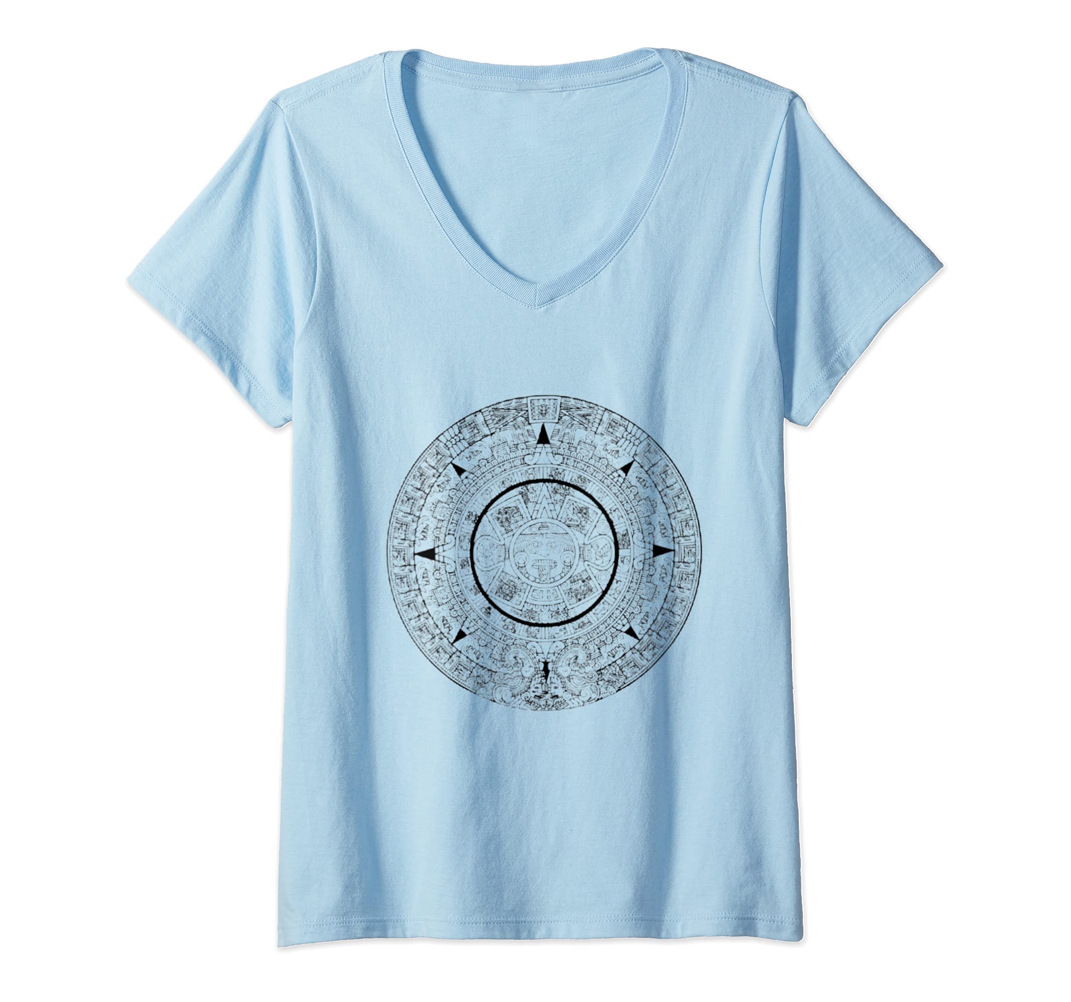 Womens Aztec Calendar Ancient History V-Neck T-Shirt