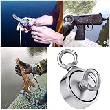 FINDMAG 1000 lb Double Sided Fishing Magnet 75mm Dia 2.95in With Rope view 4