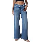 LAOTEPO Women's Wide Leg Jeans, Baggy Denim Trendy Low Rise Jeans Loose Casual Pants