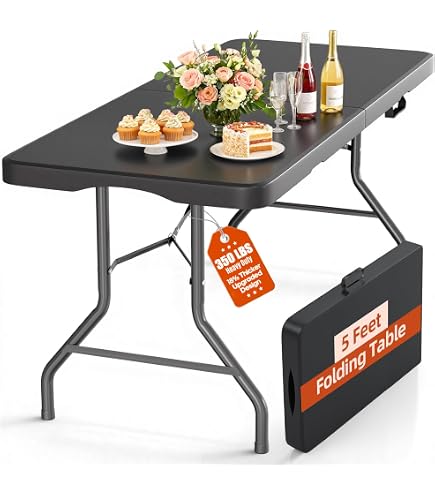 Amazon.com: Fenbeli 5 Foot Folding Table Heavy Duty, Fold in Half
