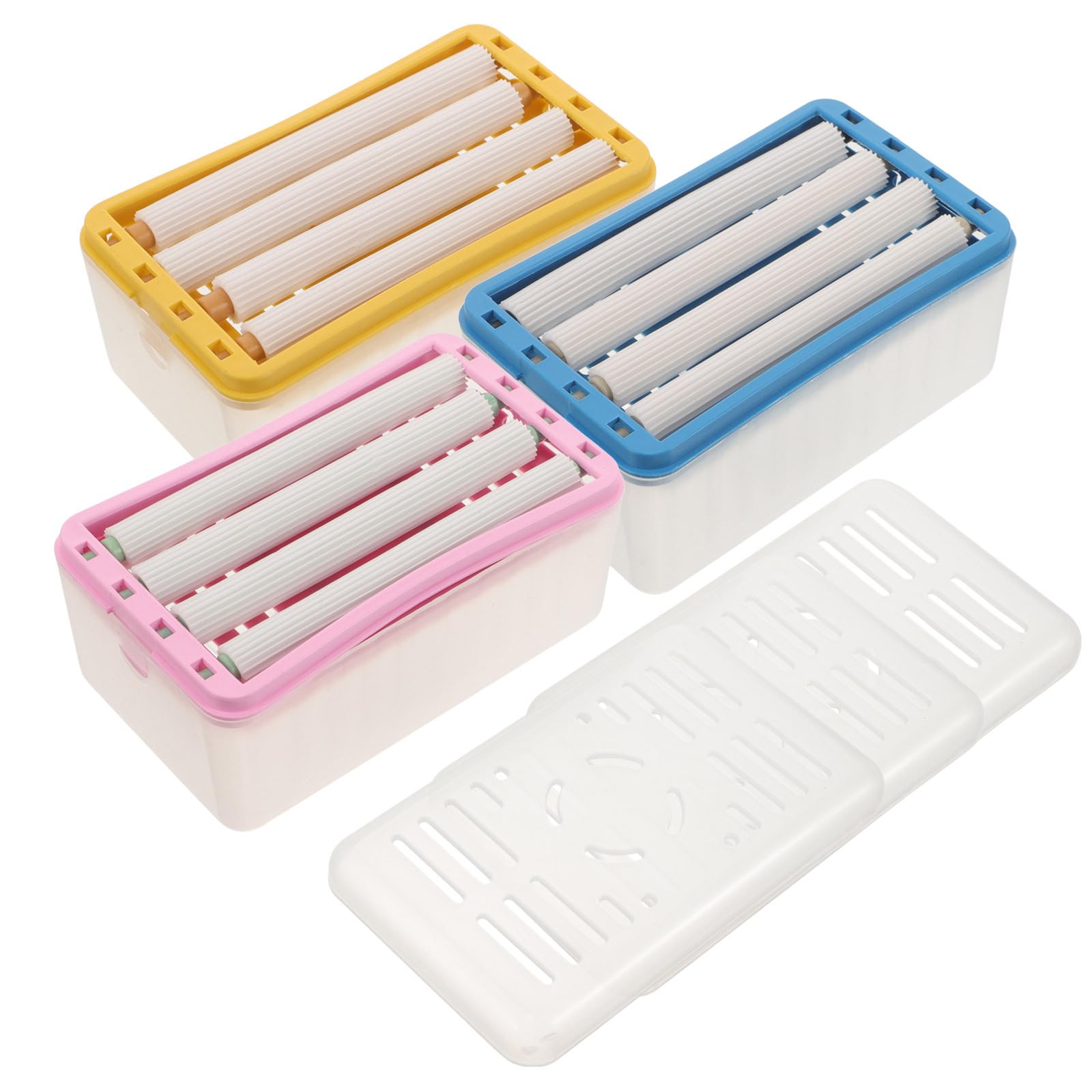 3pcs Foaming Soap Box Soap Dish Multifunctional with Roller Bar Foam Soap Dispenser Soaps Storage Box Silicone Transparent Soap Holder Laundry Box Scrubber