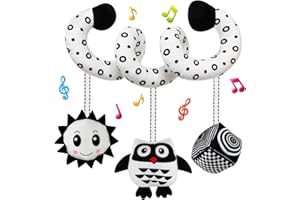 FQKIOMY Black and White High Contrast Baby Toys - Hanging Carseat & Stroller Toys for Newborns 0-6 Months, Sensory Infant Toys, Perfect Easter Birthday & Baby Shower for Babies Boys Girls