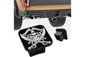 Trailer Hitch Cover Pirates Skull Head with Hat Tow Hitch Covers 2 Inch, Soft Rubber Protects Hitch Tube Rear, Square Hitch C