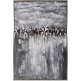 Howard Elliott Collection In the Moonlight Abstract Framed Wall Art with Silver Wood Frame, Hand Finished Canvas Modern Artwo