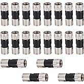 RELIAGINT 20 Pack Coaxial Cable Connector, 75 Ohm F-Type Waterproof Brass Compression Connectors for RG6 Dual/Tri/Quad Shield