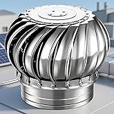 8in Turbine Roof Vent, Thickened 304 Stainless Steel Exhaust Fan with Clamp Fixture, for House Attic and Shipping Container
