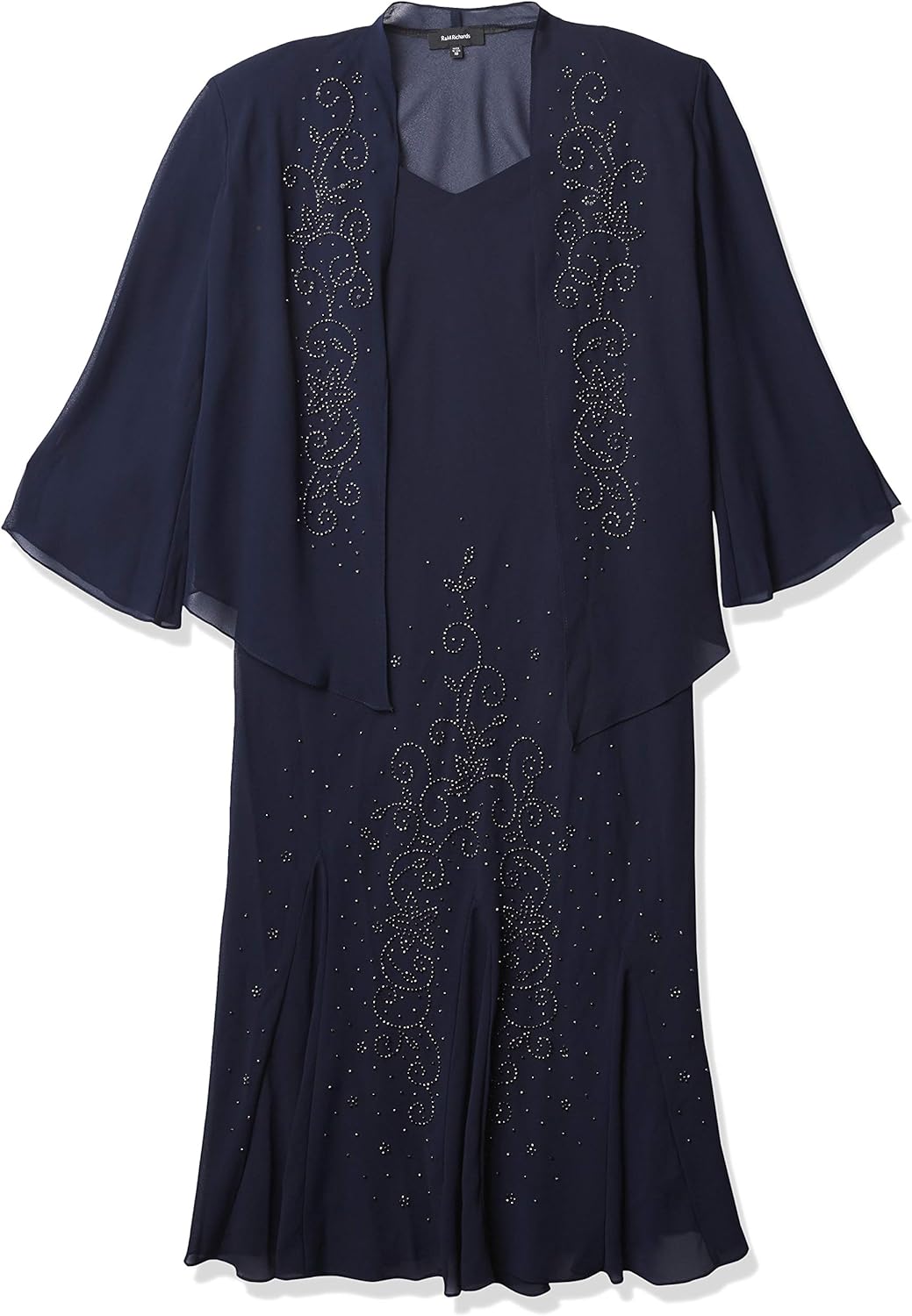 R&M Richards Women's Beaded Chiffon Jacket Dress: Clothing