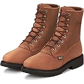 Justin Livestock 8'' Waterproof Work Boots for Men - Durable Premium Full-Grain Leather with Comfort Insole and Slip-Resistant Outsole, EH-Resistant