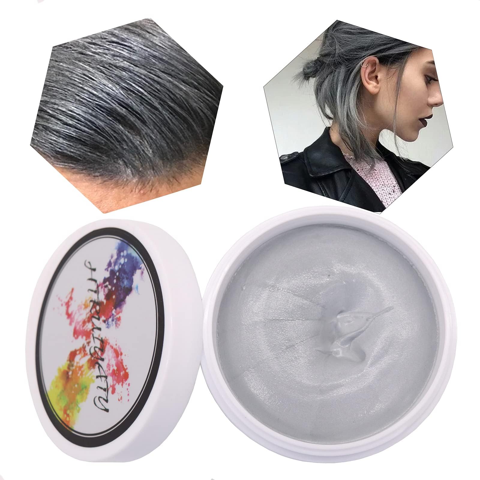 Gray Hair Wax Colour Temporary DIY Washable Hair Dye Non Permanent Hair Paint Wax For Natural Hair Use in Halloween Christmas Party