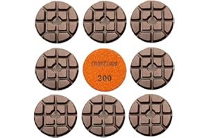 COMEFLOOR Concrete Floor Polishing Pucks Diamond Resin Disc for Terrazzo, Marble, Granite Floor, 3 Inch Hook and Loop Polishing Pad,200# 9PCS