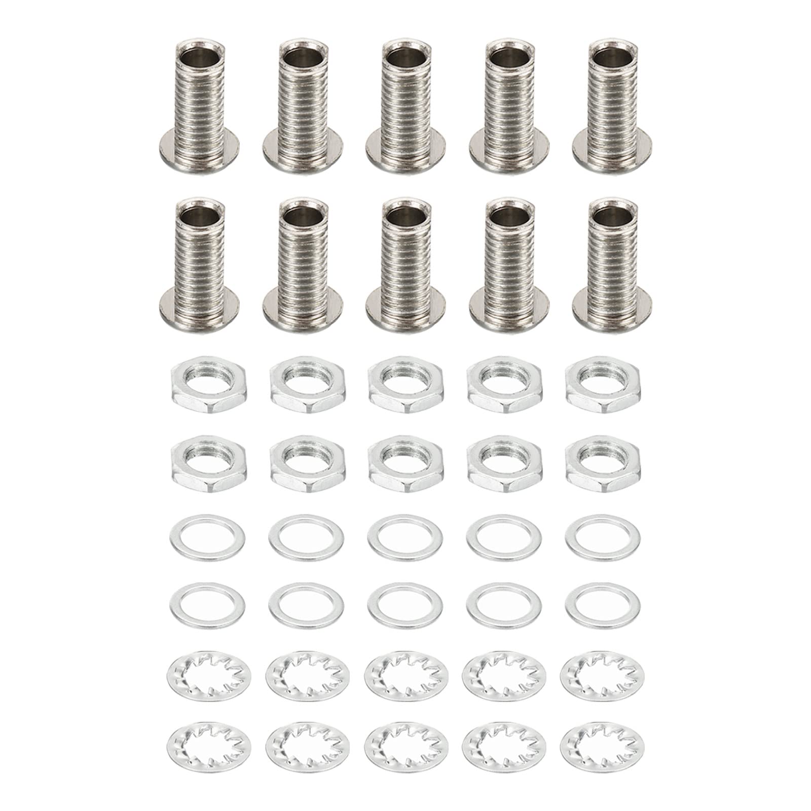 PATIKIL M8x15mm Round Head Hollow Screw Bolts, 4 in 1 / 40Pieces Through Hole Bolt Chandelier Fasteners with Hex Nut and Gasket